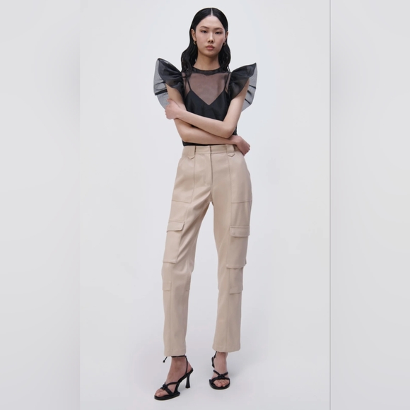 Jonathan Simkhai Russel Vegan Leather Cargo Pant SZ